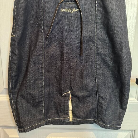 Guess Jeans Y2K Denim Lace Up Back Corset Bodycon Bustier Mini Dress Size 1 XS - Picture 11 of 16